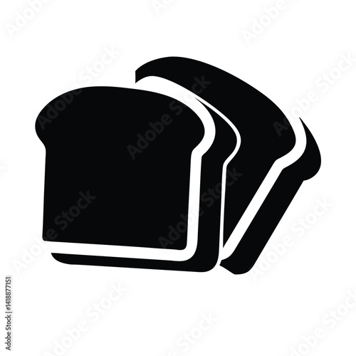 Black Silhouette of Sliced Bread, Bakery Food Vector Illustration