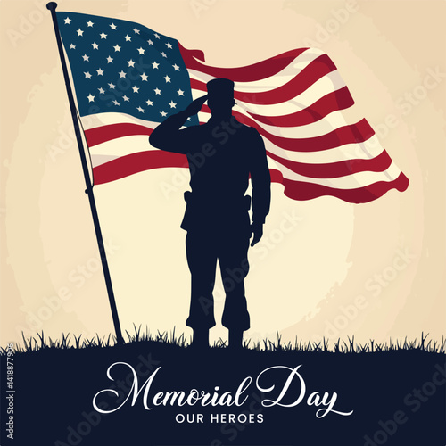 memorial day card with soldier silhuette