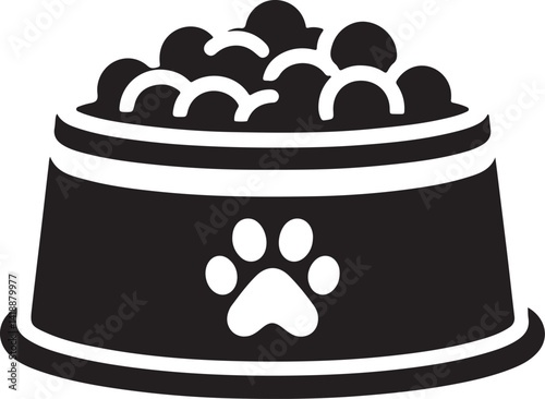 Silhouette vector of a pet food bowl, perfect for pet care, animal, and food-related designs, symbolizing nourishment and care for pets.