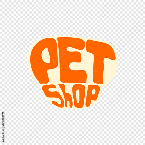 colorful pet shop logo. fun orange and red typography