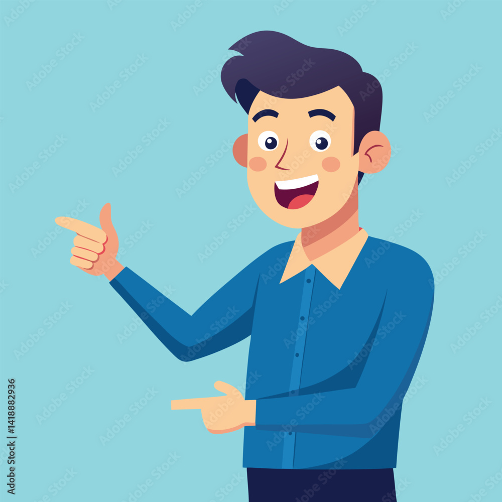 Happy man pointing into a blank copy space spot with two hands Happy man pointing into a blank copy space spot with two hands