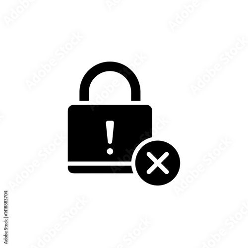  Security Lock with Warning Sign and Cross Mark