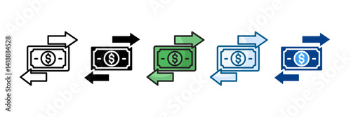 Money Transfer Icon Set Multiple Style Collection