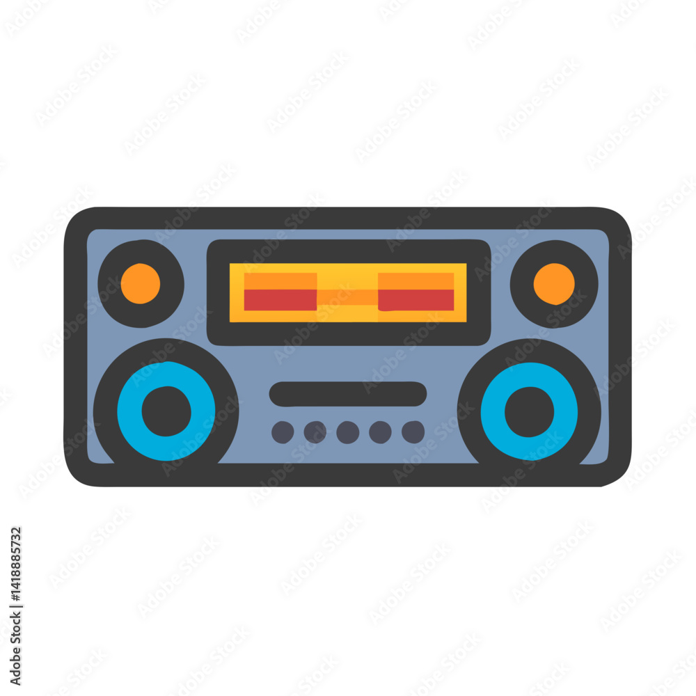 Fototapeta premium Retro Radio Stereo Audio System Icon Illustration Style