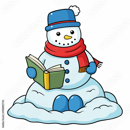 snowman with a book
