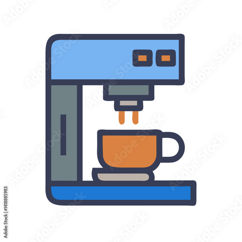 Blue Coffee Maker with Cup of Coffee Icon