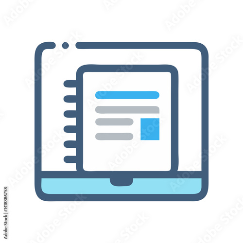 Digital document on screen, mobile content illustration style