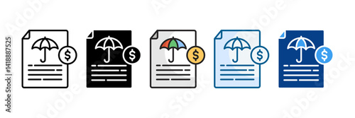 Insurance Policy Icon Set Multiple Style Collection