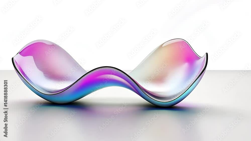 Iridescent glass bowl on white, studio shot Iridescent glass bowl on white, studio shot