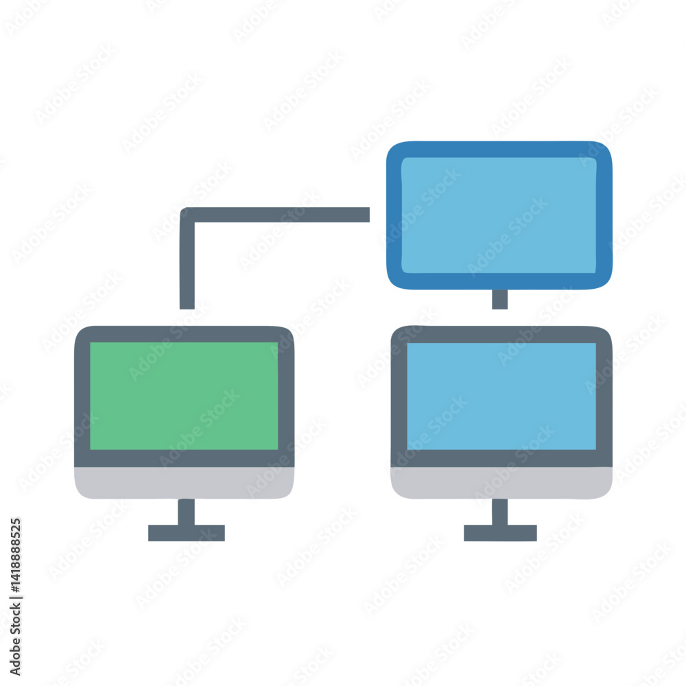 Simple computer network illustration, interconnected device concept Simple computer network illustration, interconnected device concept