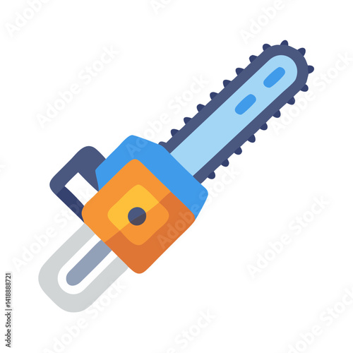 Simple cartoon chainsaw illustration against a black backdrop
