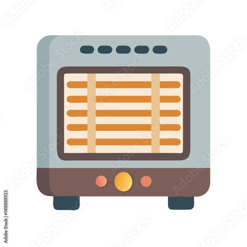 Cute Cartoon Portable Heater Illustration on Black Background