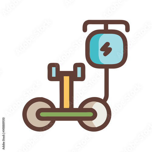 Electric scooter icon, sustainable transportation, clean energy solution