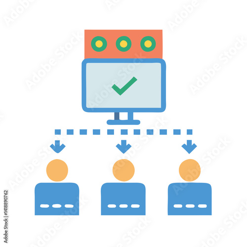 Workflow distribution vector icon showing team task assignment