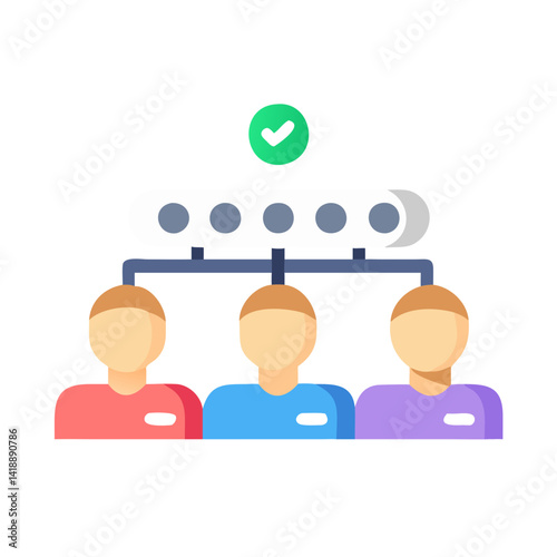 Teamwork Organization Hierarchy with Check Icon on Black