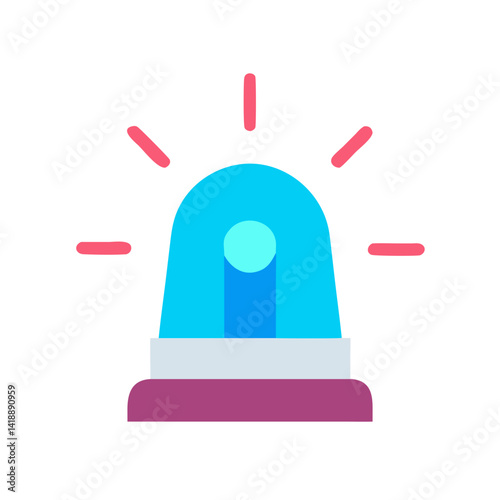 Vibrant Cartoon Emergency Light Icon with Pink Rays