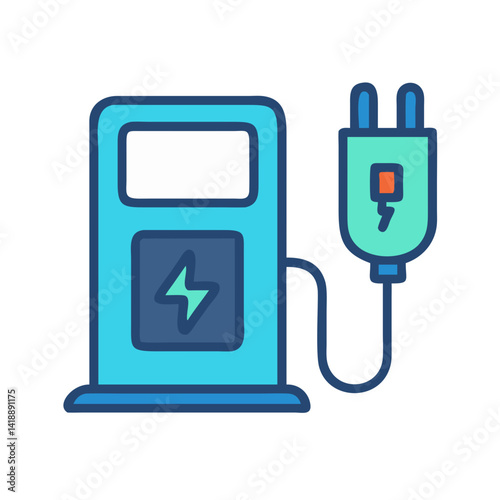 Electric vehicle charging station icon, eco-friendly energy
