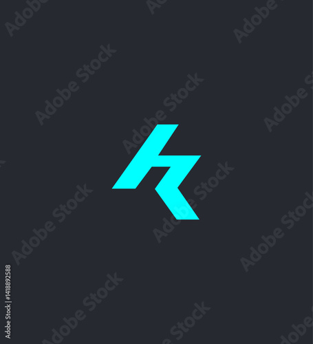Free Download Abstract Cyan Monogram Letter HK Logo Design Minimalist Modern Graphic - GFXLoad