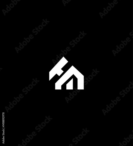 Modern Minimalist Home Logo Design HM Initial House Brand