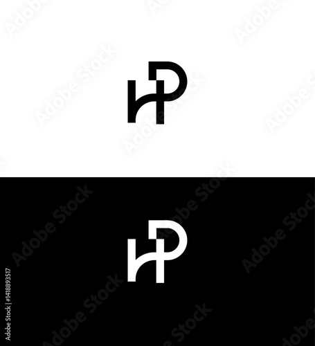 Photos HP Logo Design Monogram, Minimalist, Intertwined, Letters, Branding, Identity, B