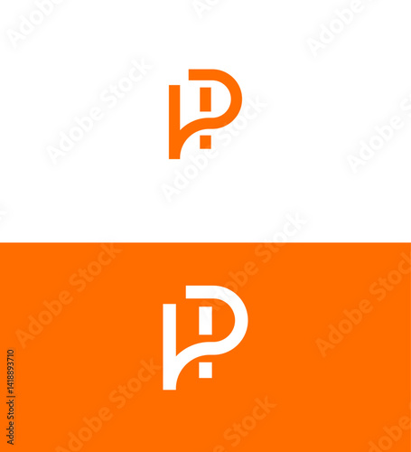 Abstract Orange Letter HP Logo Design, Minimalist Branding, Modern Style