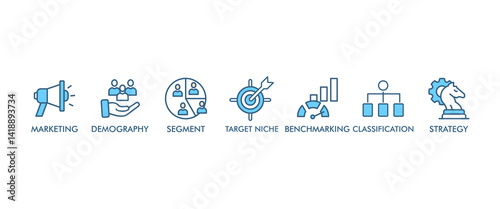 Market segmentation banner web icon vector illustration concept with icon of marketing, demography, segment, target niche, benchmarking, classification, strategy