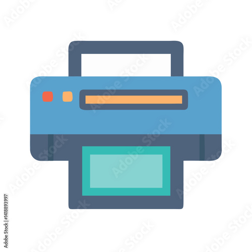 Flat design printer icon isolated on black background