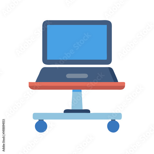 Mobile laptop stand illustration for medical usage