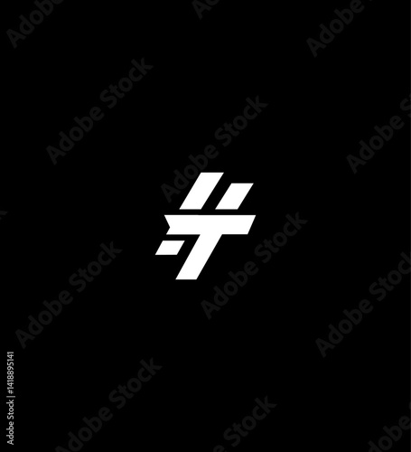 Abstract Modern Monogram HT Logo Design, White on Black
