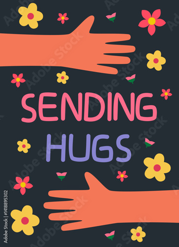 Greeting card sending hugs illustration