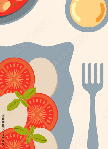 Global cuisine caprese food illustration