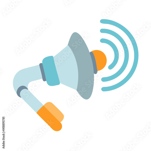 Stylish Megaphone Broadcasting Icon with Signal Waves