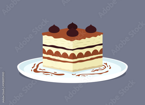 Global cuisine tiramisu dish illustration