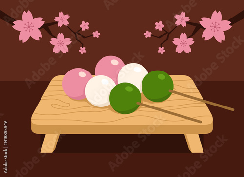 Global cuisine dango food illustration