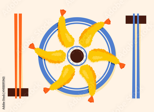 Global cuisine tempura food illustration