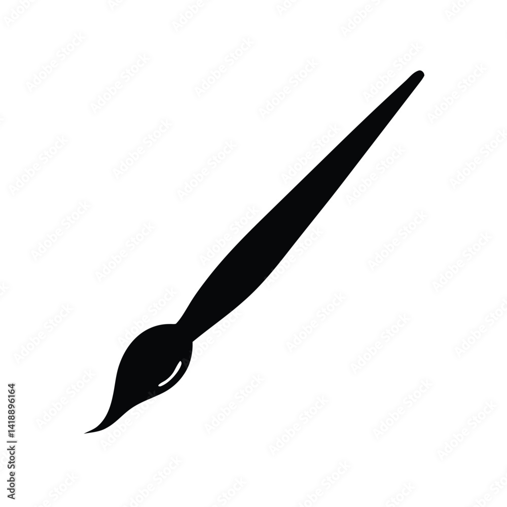 Fototapeta premium Elegant Black Paintbrush Icon, Art and Creativity Vector Illustration