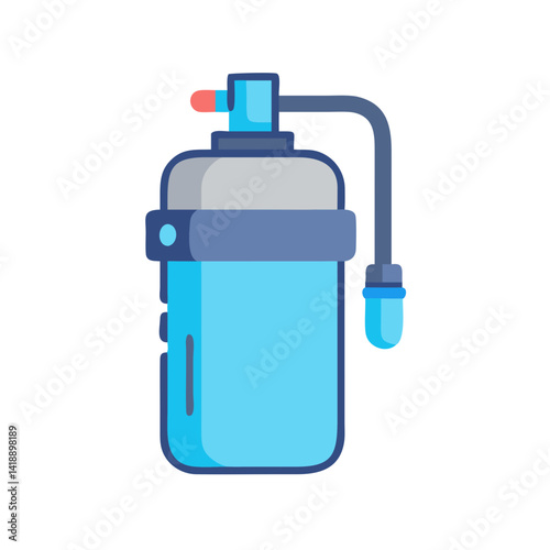 Blue Nasal Spray Bottle Icon on Black Background