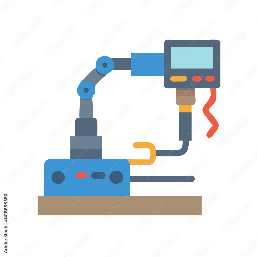 Flat Design Robotic Arm Automation Machine Illustration Flat Design Robotic Arm Automation Machine Illustration