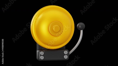 3D Animation of Yellow School Alarm Bell