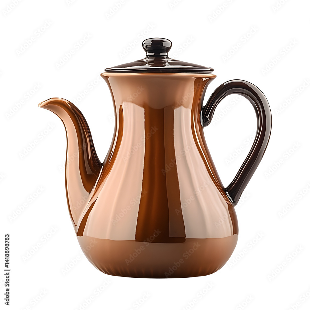The copper teapot isolated on a clean white background showcasing its elegant and reflective modern