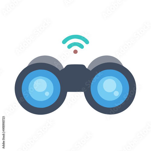 Smart binoculars illustration on a black background. Vector