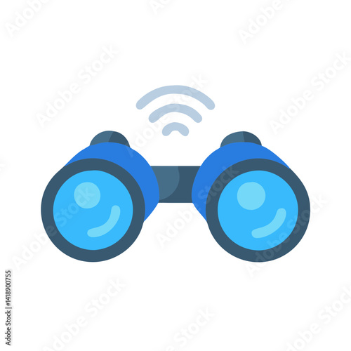 Smart binoculars icon illustration, Wi-Fi connectivity technology