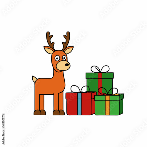 reindeer with gift boxes