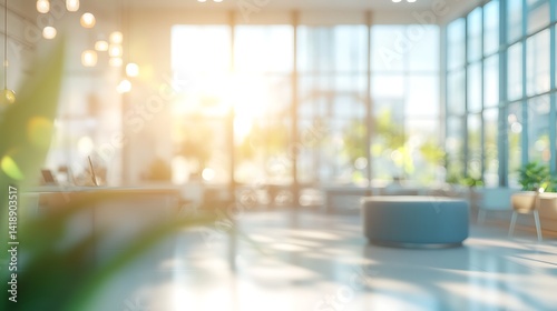 Abstract blurred office interior room. blurry working space with defocused effect. use for background or backdrop in business concept