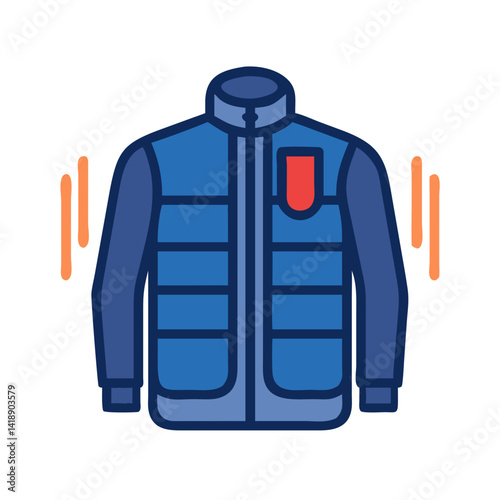Blue Puffer Vest Jacket With Sleeves Illustration