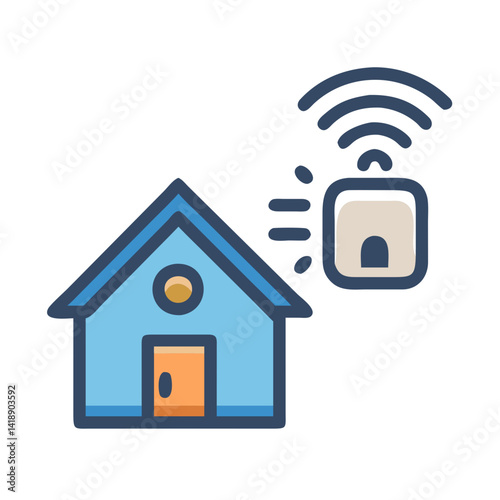 Smart Home and Automation Technology with Wifi Icon