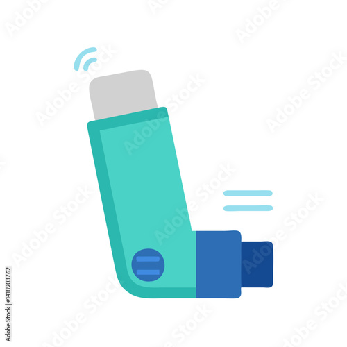 Blue asthma inhaler flat vector icon on black
