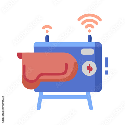 Abstract retro television with antenna emitting wifi waves