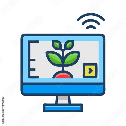 Smart farming monitor showing plant growth data remotely