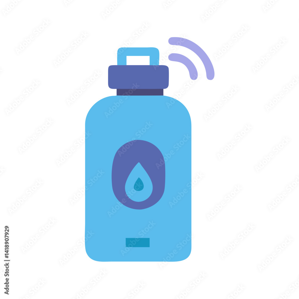 Smart Hydration: Connected Water Bottle Icon in Flat Style